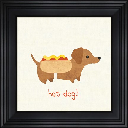 Framed Good Dogs Dachshund on Linen Print