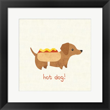 Framed Good Dogs Dachshund on Linen Print