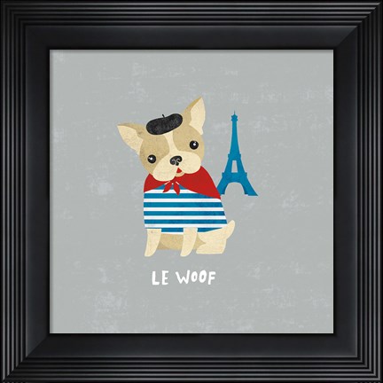 Framed Good Dogs French Bulldog Gray Print