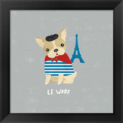 Framed Good Dogs French Bulldog Gray Print