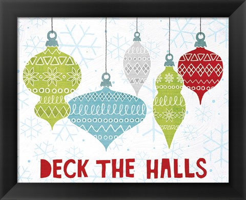 Framed Deck the Halls Red Print