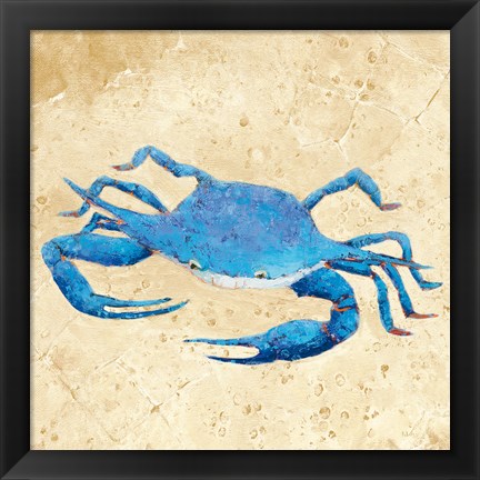 Framed Blue Crab V Neutral Crop Print