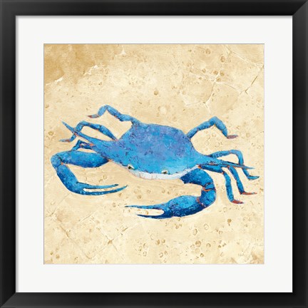 Framed Blue Crab V Neutral Crop Print