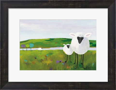 Framed Sheep in the Meadow Print