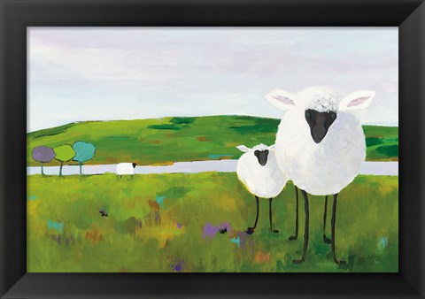 Framed Sheep in the Meadow Print