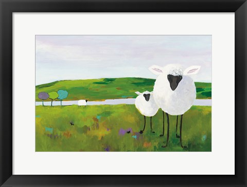 Framed Sheep in the Meadow Print