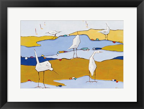 Framed Marsh Egrets VI Dark Sand Print