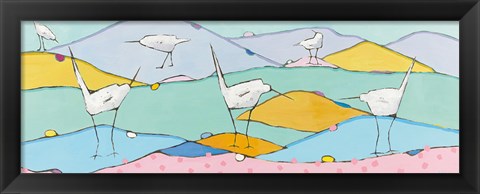 Framed Marsh Egrets I Pink Sand Print