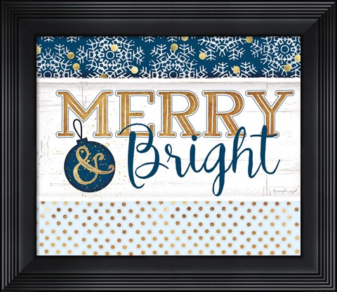 Framed Merry &amp; Bright Blue Print