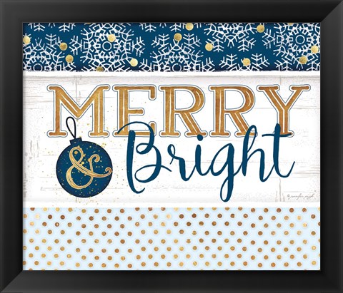 Framed Merry &amp; Bright Blue Print