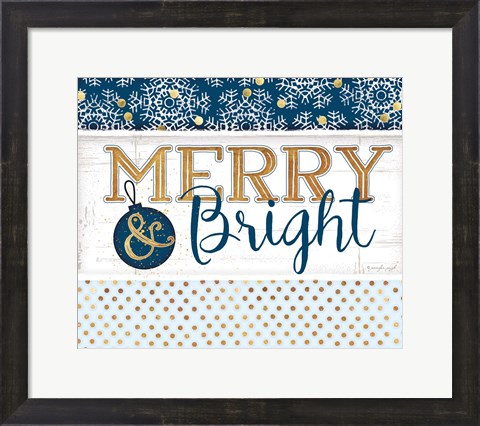 Framed Merry &amp; Bright Blue Print