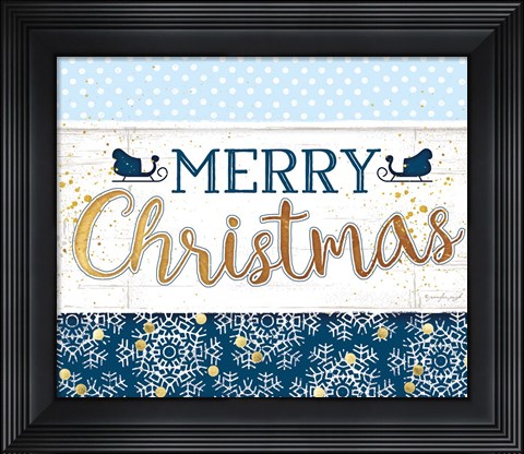 Framed Merry Christmas Blue Print