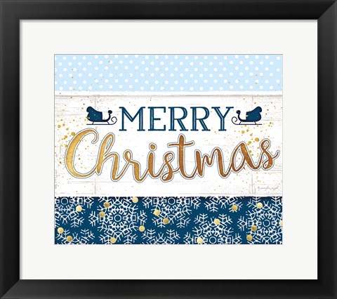 Framed Merry Christmas Blue Print