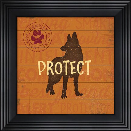 Framed Protect Dog Print
