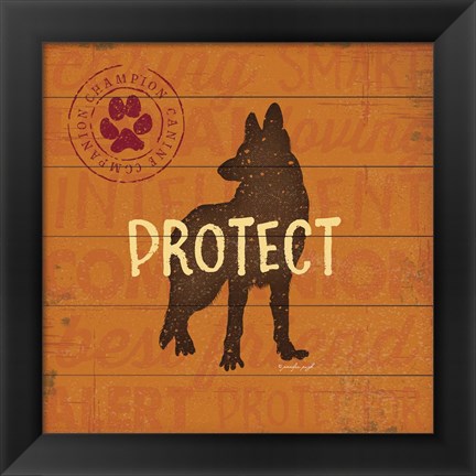 Framed Protect Dog Print