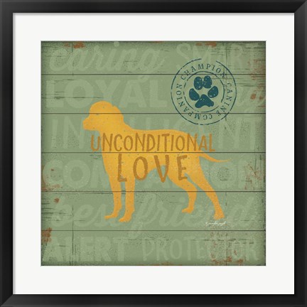 Framed Unconditional Love Dog Print