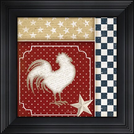 Framed Red White and Blue Rooster IV Print