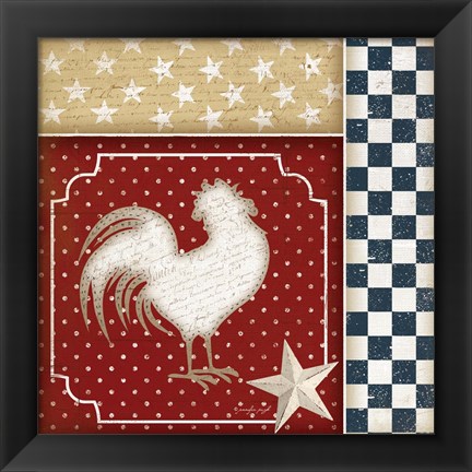 Framed Red White and Blue Rooster IV Print