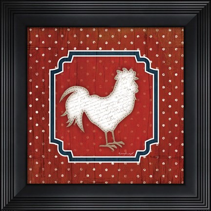Framed Red White and Blue Rooster IX Print