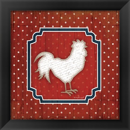 Framed Red White and Blue Rooster IX Print