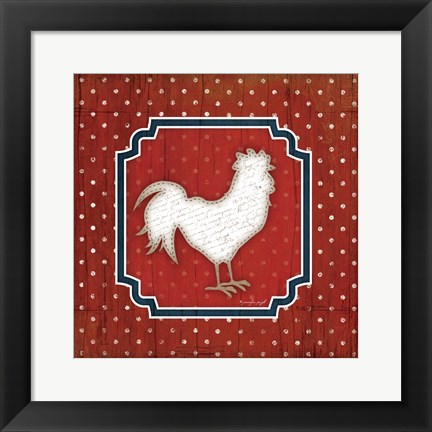 Framed Red White and Blue Rooster IX Print