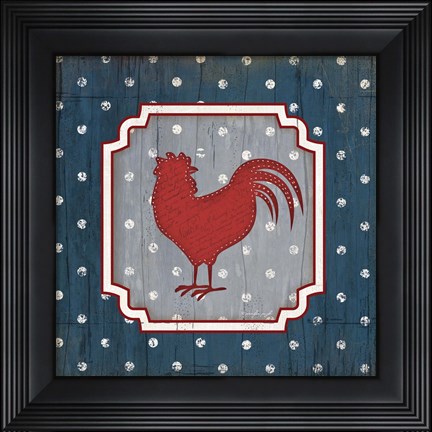 Framed Red White and Blue Rooster X Print