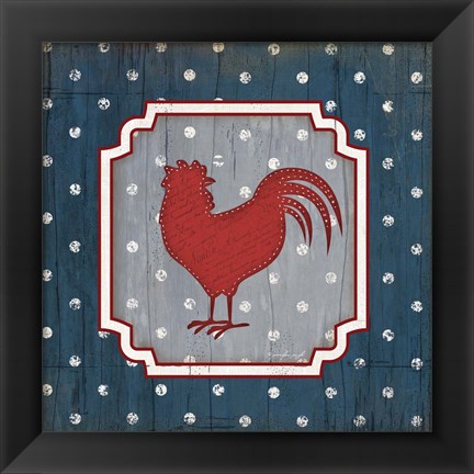 Framed Red White and Blue Rooster X Print