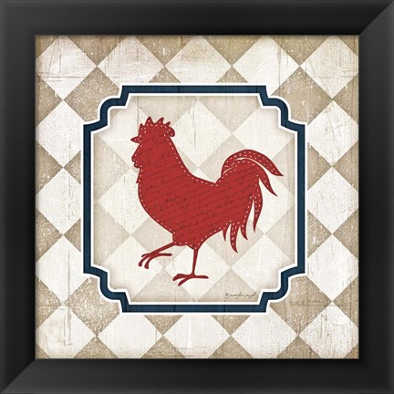 Framed Red White and Blue Rooster XI Print