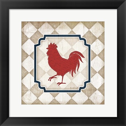 Framed Red White and Blue Rooster XI Print