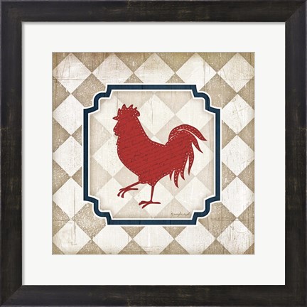 Framed Red White and Blue Rooster XI Print