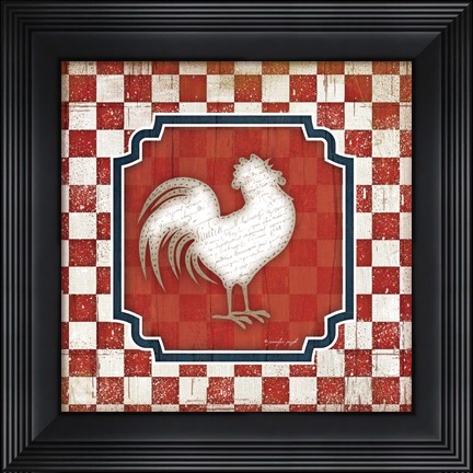 Framed Red White and Blue Rooster XII Print