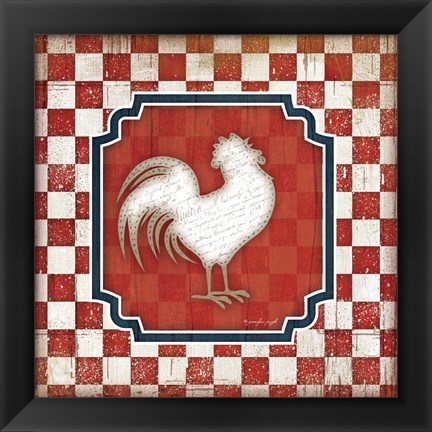 Framed Red White and Blue Rooster XII Print