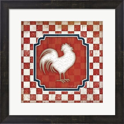 Framed Red White and Blue Rooster XII Print