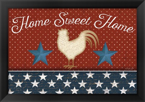 Framed Red White and Blue Rooster III Print