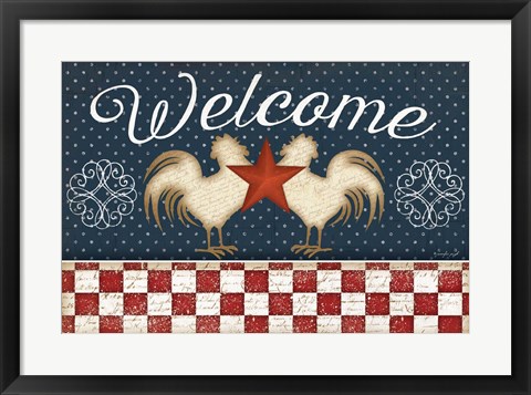 Framed Red White and Blue Rooster II Print