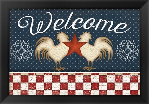 Framed Red White and Blue Rooster II Print