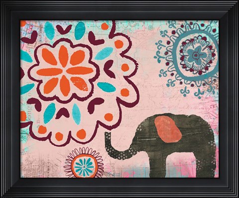Framed Bohemian Elephant II Print
