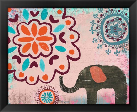 Framed Bohemian Elephant II Print