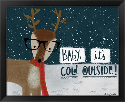 Framed Cold Hipster Reindeer Print