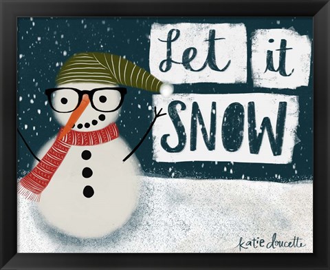 Framed Let It Snow Hipster Snowman Print