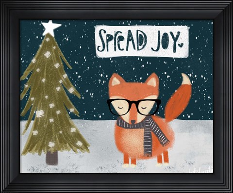 Framed Spread Joy Hipster Fox Print