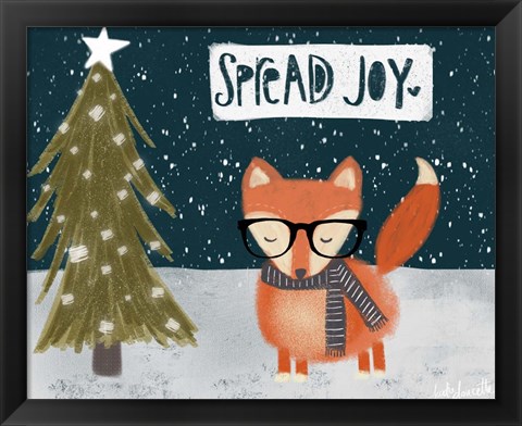 Framed Spread Joy Hipster Fox Print