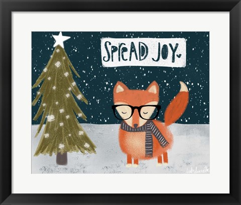 Framed Spread Joy Hipster Fox Print