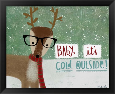 Framed Cold Hipster Reindeer Print