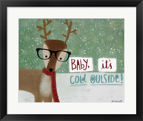 Framed Cold Hipster Reindeer Print