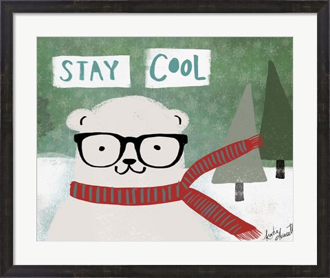 Framed Hipster Bear Stay Cool Print