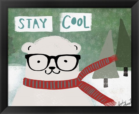 Framed Hipster Bear Stay Cool Print