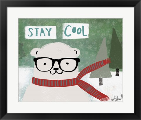 Framed Hipster Bear Stay Cool Print