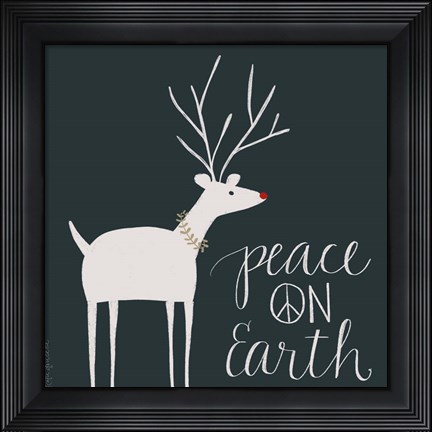 Framed Peace on Earth Reindeer Print
