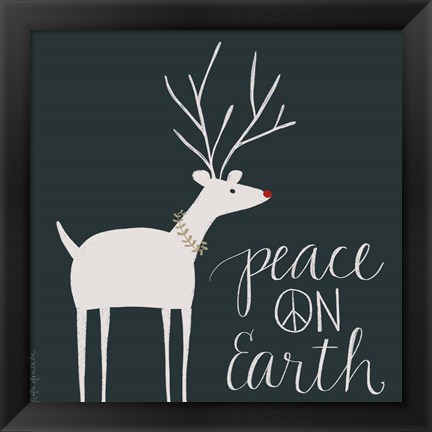 Framed Peace on Earth Reindeer Print